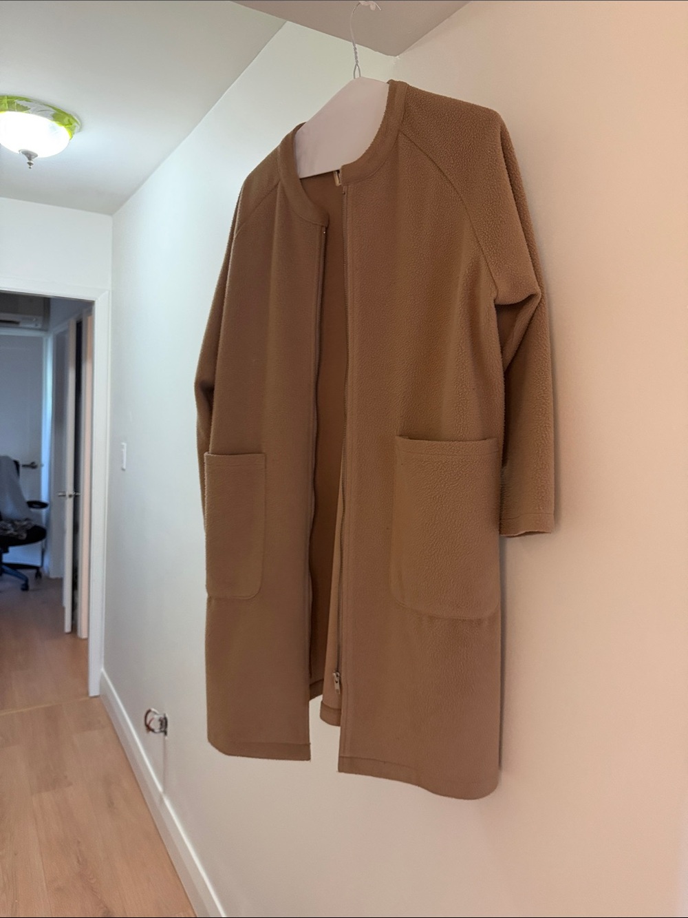 OAK + FORT Teddy Pocket Coat in Camel Brown